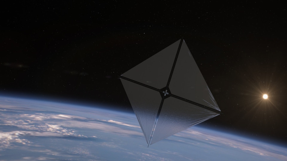 A solar sail in space.